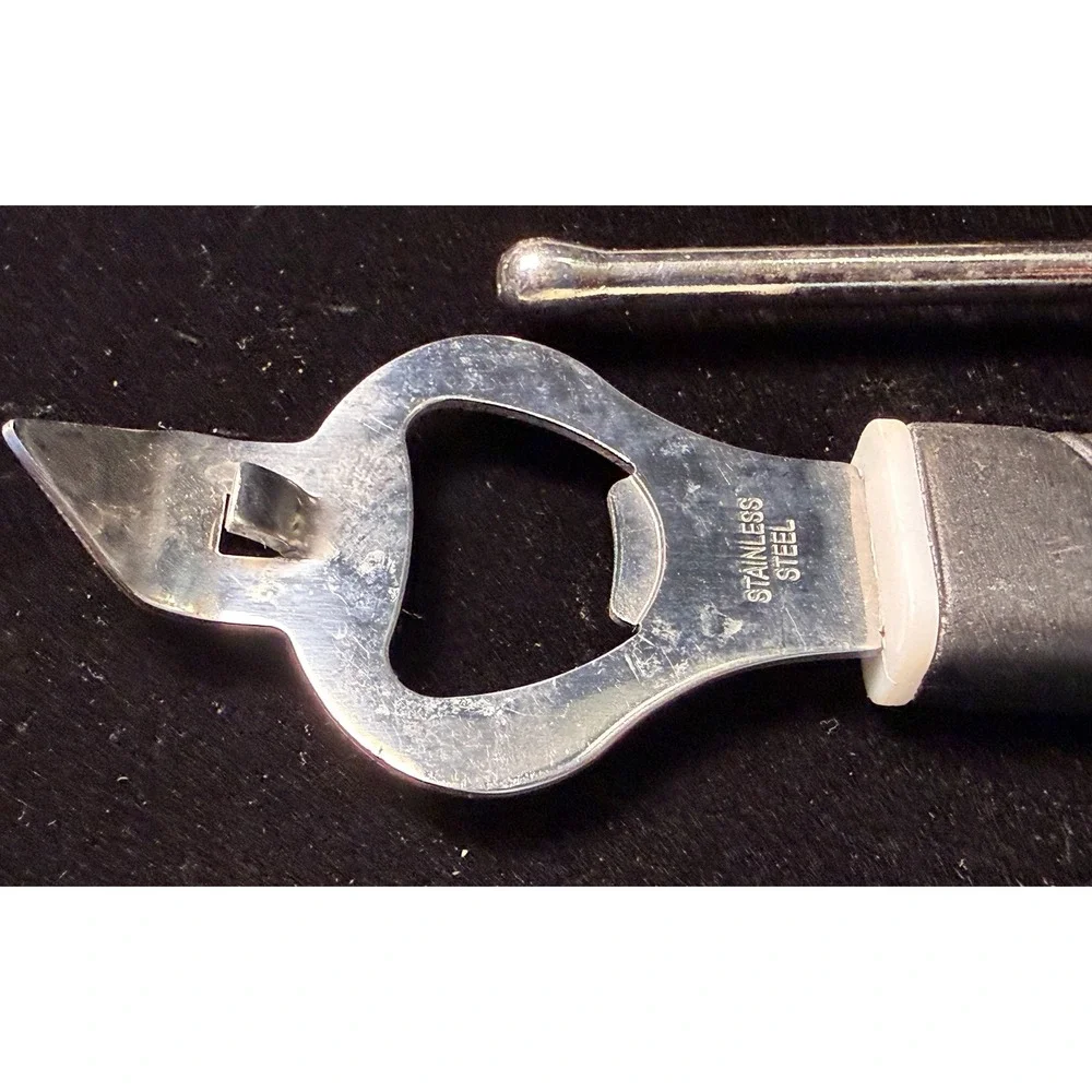 Vintage EKCO Miracle 3-Way Opener and Stainless Bottle Opener Set, Silver Black